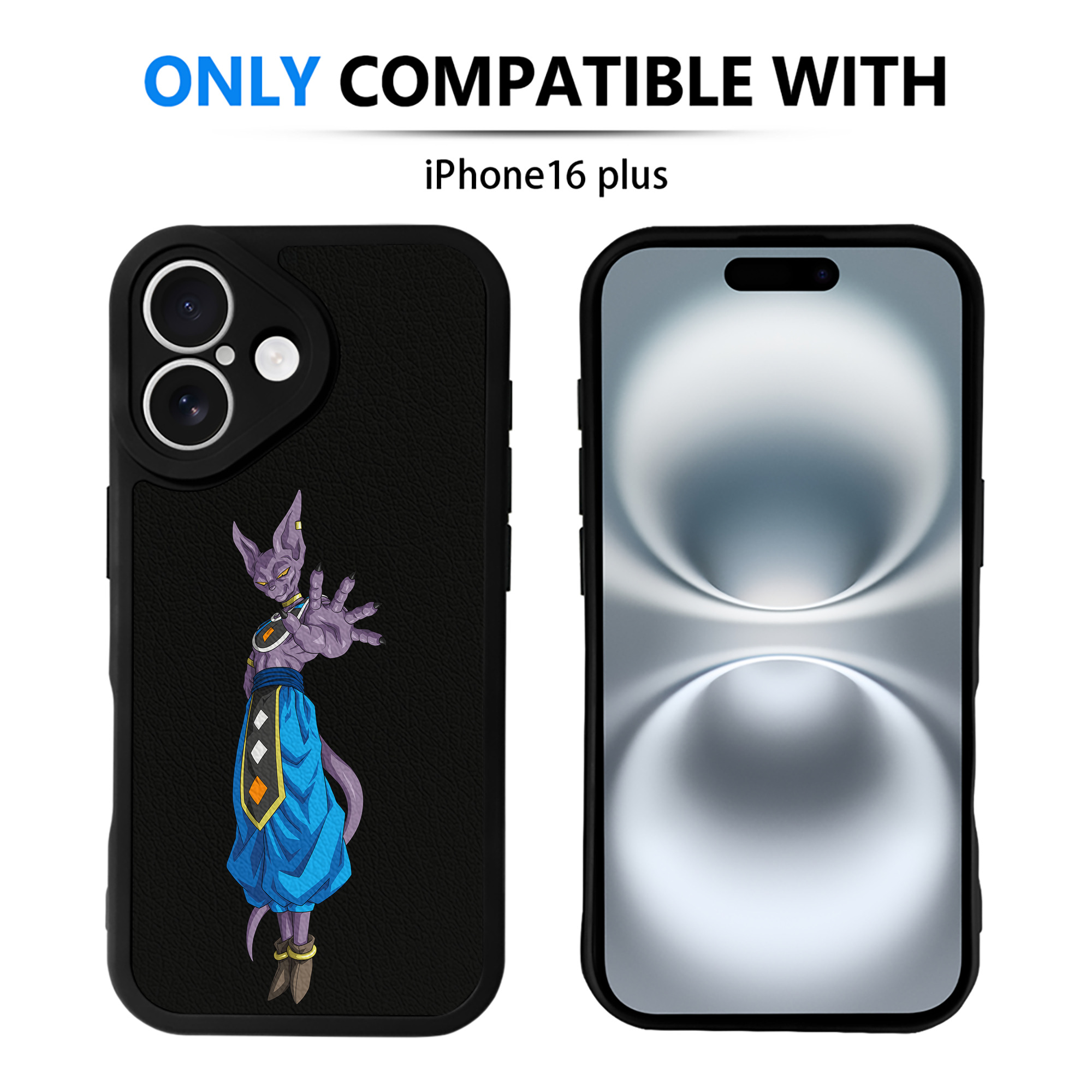 （画像用） ドラゴンボール ビルス 破壊神ビルス DRAGON BALL Beerus Birusu 【iPhone 16シリーズ対応】シリコンスマホケース（レザー調） 材質：シリコン